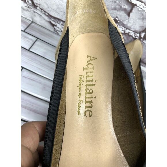 Aquitaine Brown Leather Perforated Ballet Flats Round Toe Shoes Women Sz 40EU/9M - Picture 12 of 16